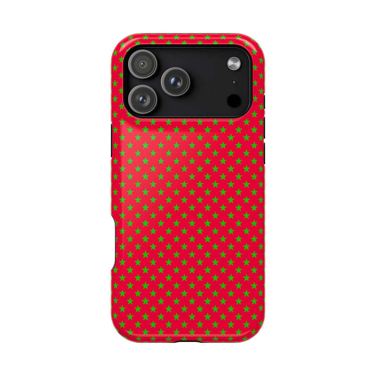 Festive Green Stars on Red MagSafe phone Case