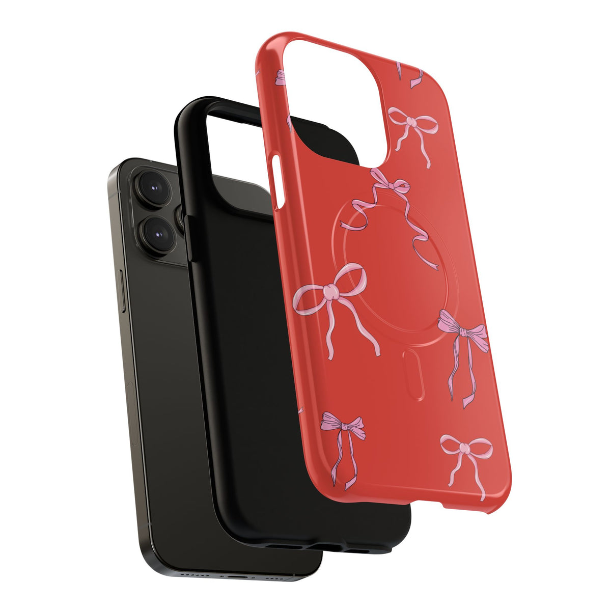 red and pink bow magsafe phone case