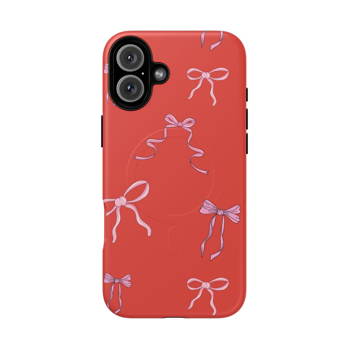 red and pink bow magsafe phone case