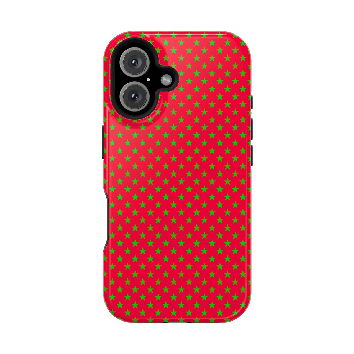 Festive Green Stars on Red MagSafe phone Case