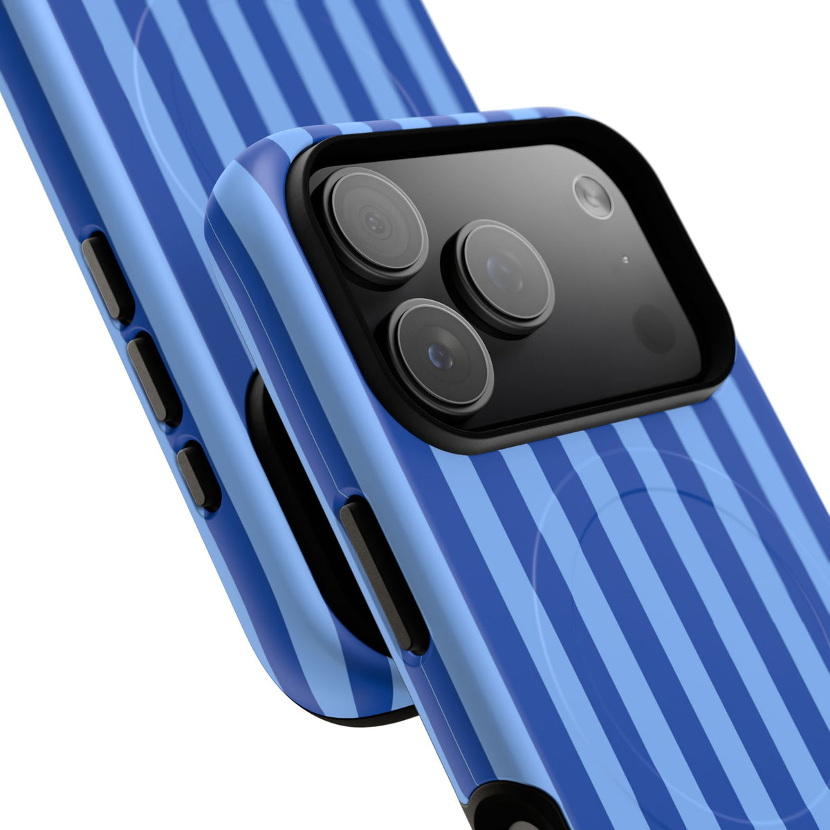 Striped Blue Magnetic Phone Case — Tough MagSafe-Compatible Protection