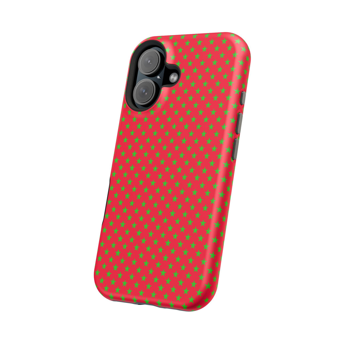 Festive Green Stars on Red MagSafe phone Case