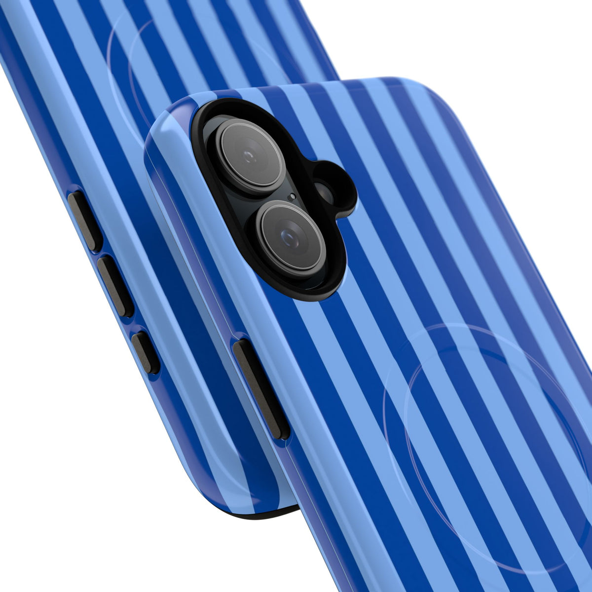 Striped Blue Magnetic Phone Case — Tough MagSafe-Compatible Protection