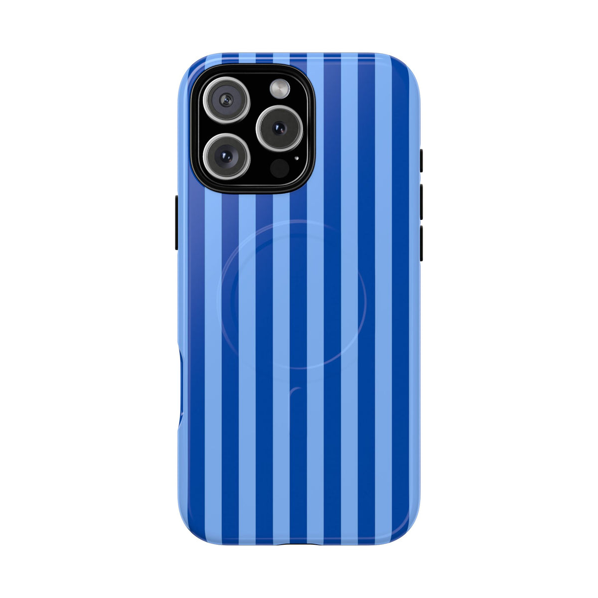 Striped Blue Magnetic Phone Case — Tough MagSafe-Compatible Protection