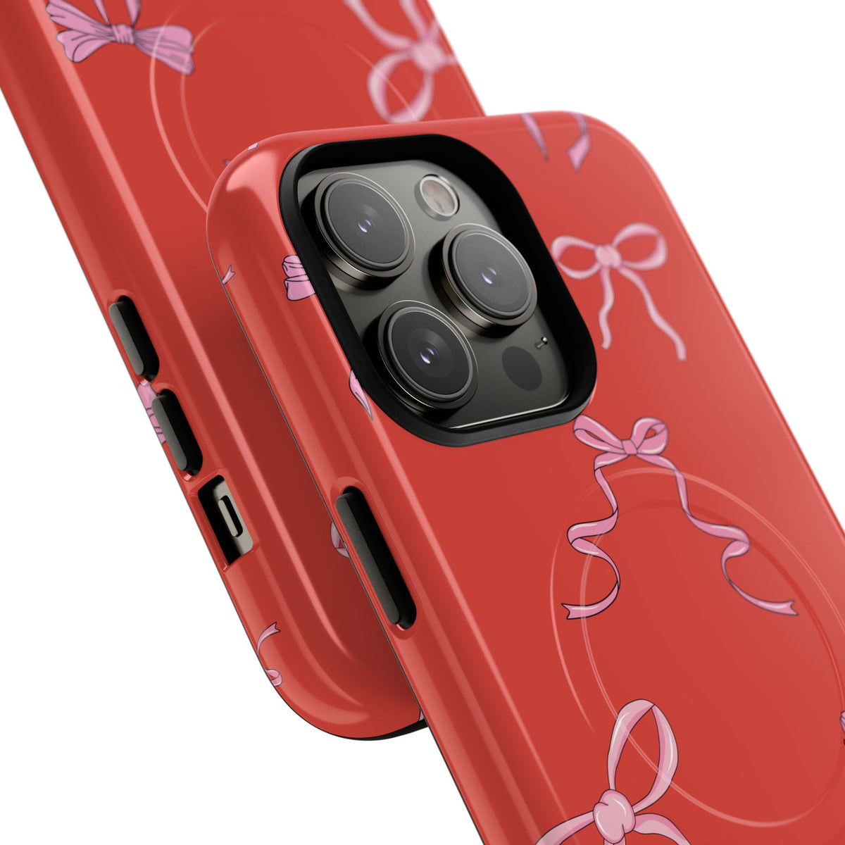 red and pink bow magsafe phone case