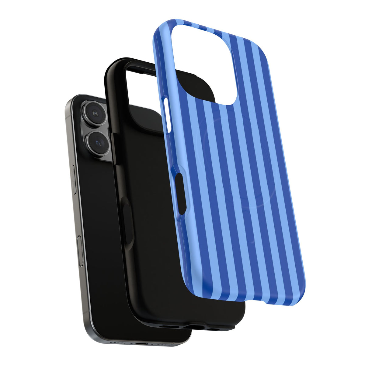 Striped Blue Magnetic Phone Case — Tough MagSafe-Compatible Protection
