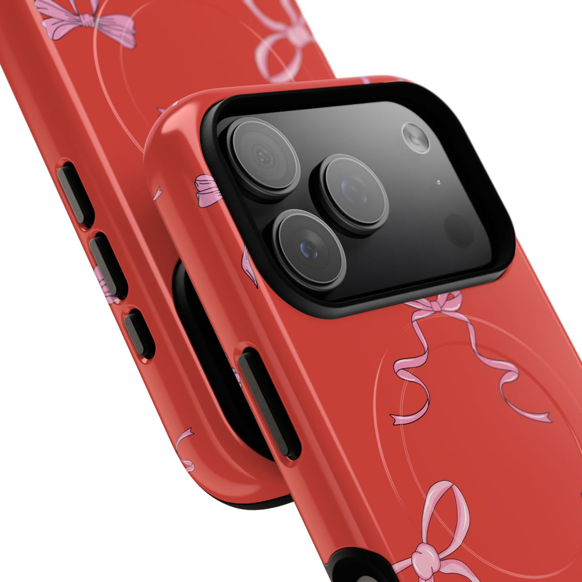 red and pink bow magsafe phone case