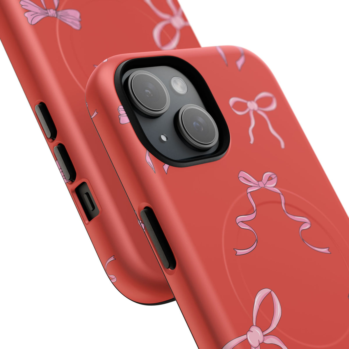red and pink bow magsafe phone case