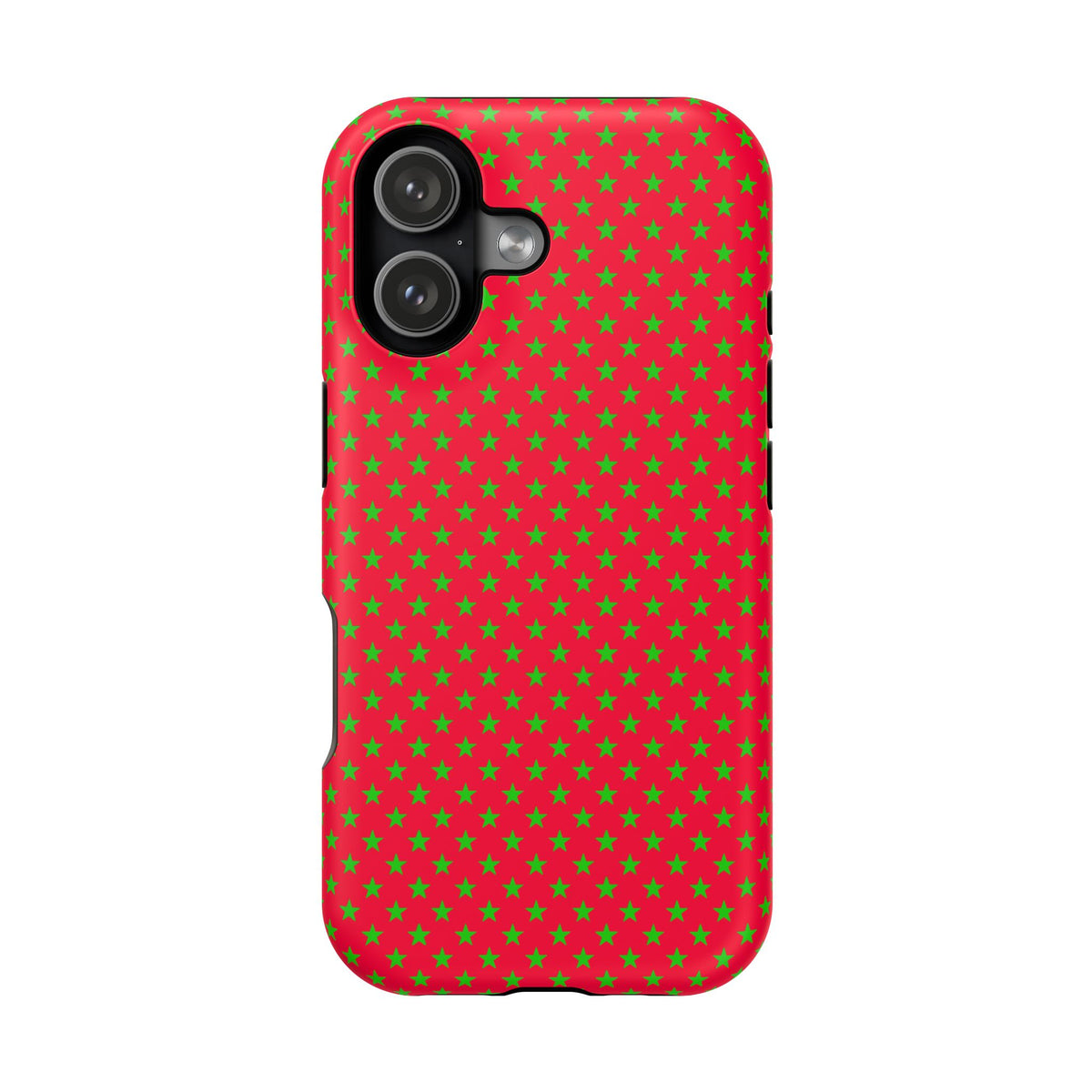 Festive Green Stars on Red MagSafe phone Case