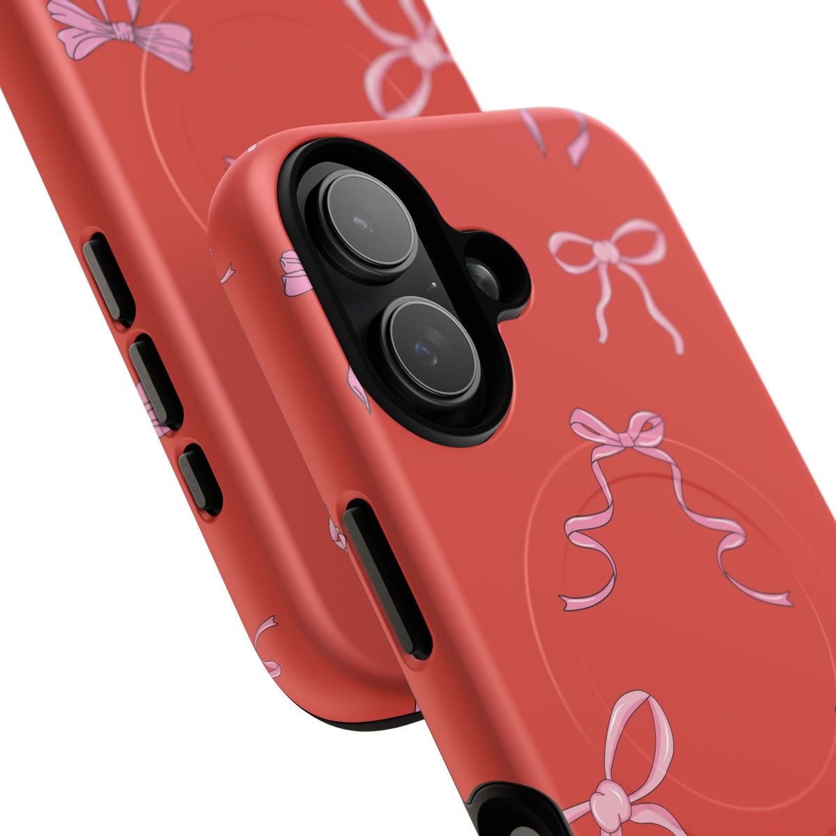 red and pink bow magsafe phone case