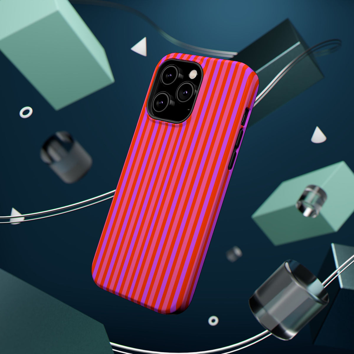 pink and red stripes MagSafe Phone Case
