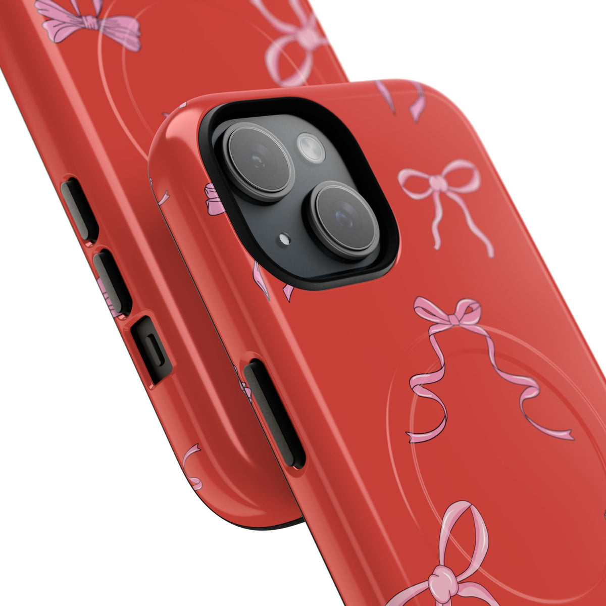 red and pink bow magsafe phone case