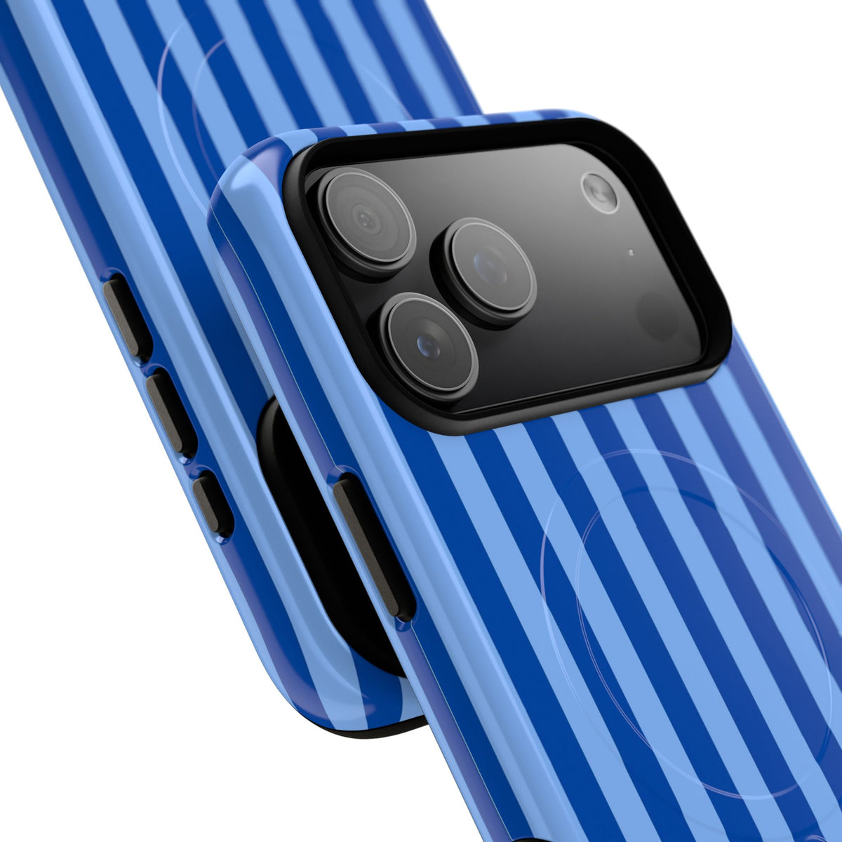 Striped Blue Magnetic Phone Case — Tough MagSafe-Compatible Protection