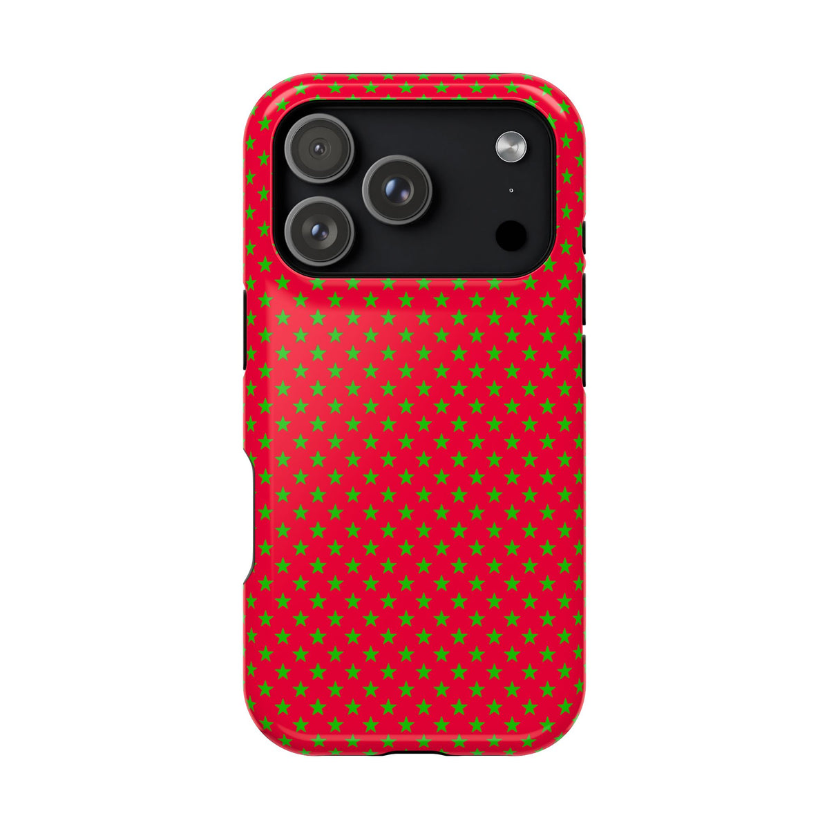 Festive Green Stars on Red MagSafe phone Case