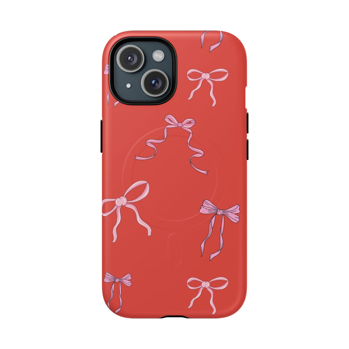red and pink bow magsafe phone case
