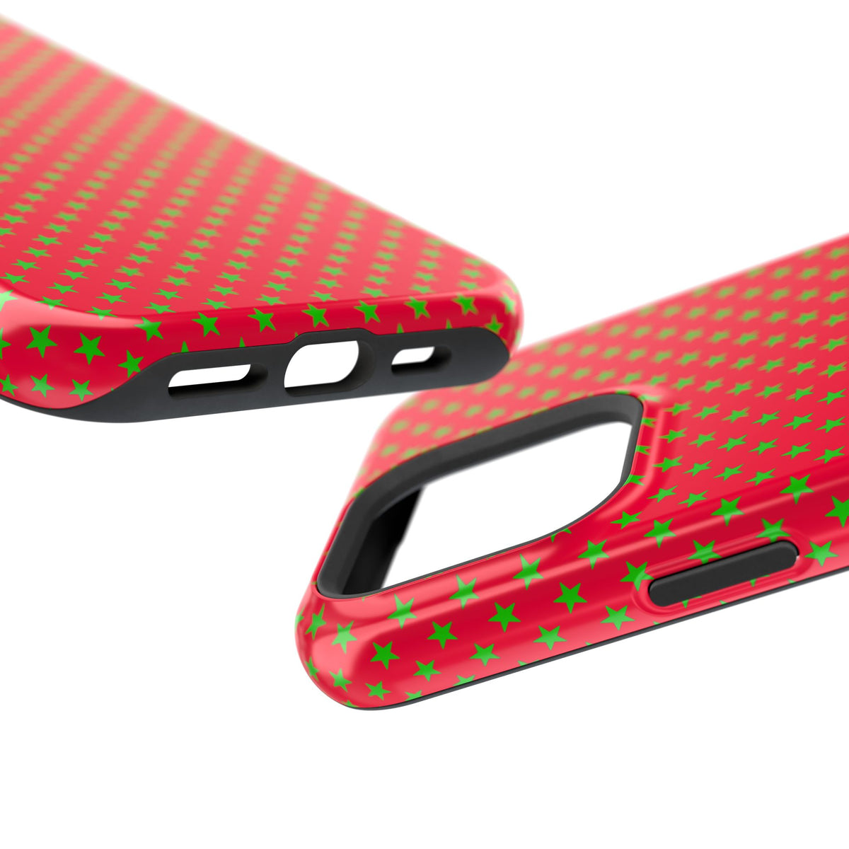 Festive Green Stars on Red MagSafe phone Case