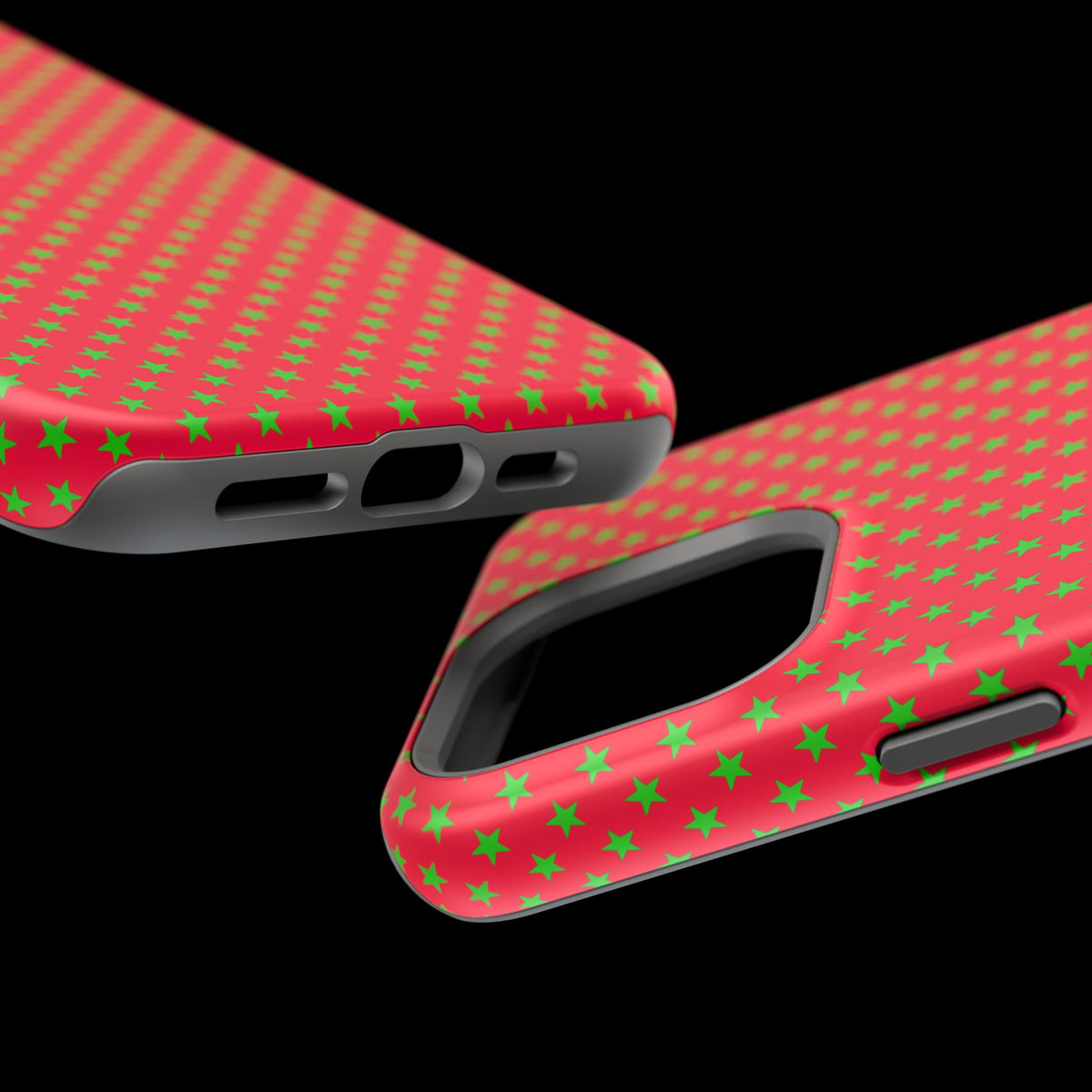 Festive Green Stars on Red MagSafe phone Case